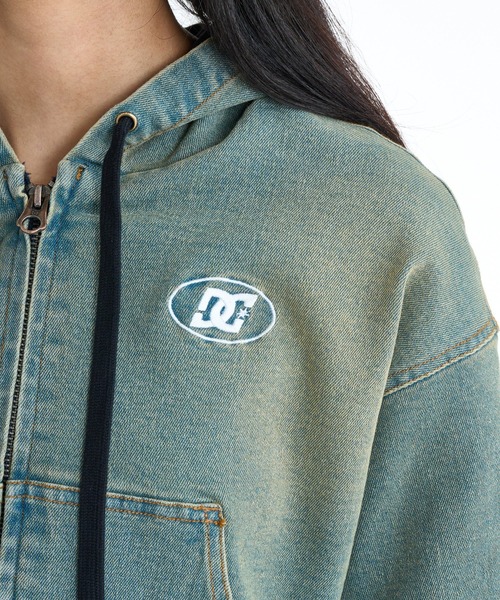 DC SHOES(ディーシーシューズ)の「DC SHOES ウィメンズ 26 WS HOOD JACKET ショート丈 デニムジャケット アウター【2026年春夏モデル】/ストレッチデニムジップアップフーディー(ブルゾン・レディース・ライトインディゴブルー/ブラック系その他・SMALL/MEDIUM)」の7枚目の写真