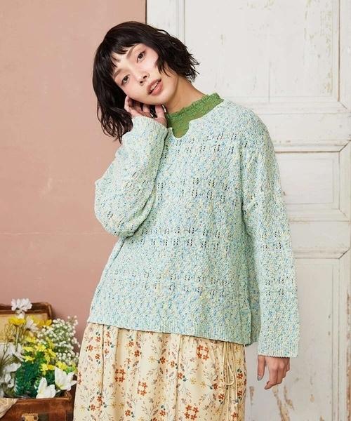 Jocomomola(ホコモモラ)の「ベアスムース レース切り替えカットソー(Tシャツ/カットソー・レディース・ブルー/アイボリー/グリーン/ライトピンク・40)」の11枚目の写真