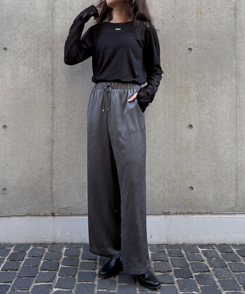 &g'aime（アンジェム）の「【&ｇ'aime 】サテンパンツ　Satin Pants（スラックス・レディース・ブラック/グレイッシュベージュ/グレー・FREE）」の20枚目の写真