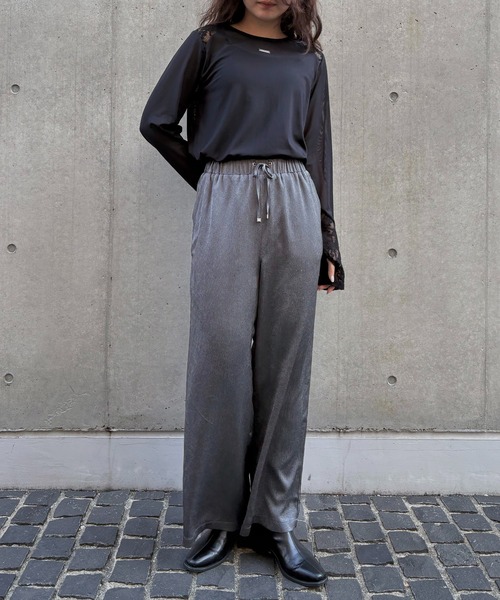 &g'aime（アンジェム）の「【&ｇ'aime 】サテンパンツ　Satin Pants（スラックス・レディース・ブラック/グレイッシュベージュ/グレー・FREE）」の21枚目の写真