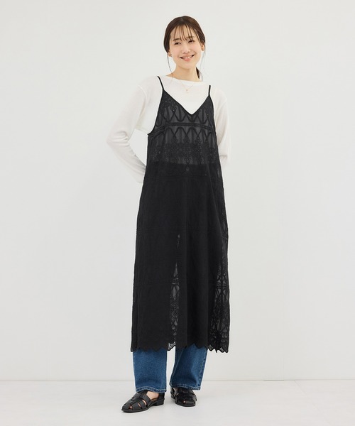 ROPE' PICNIC（ロペピクニック）の「レースキャミワンピース（ワンピース・レディース・オフホワイト/ブラック・FREE）」の5枚目の写真