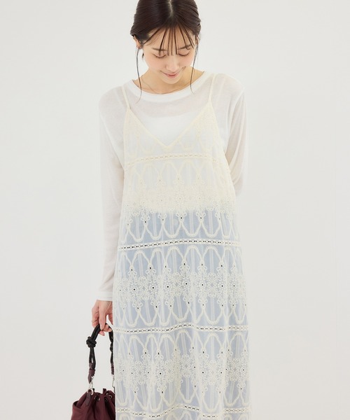 ROPE' PICNIC（ロペピクニック）の「レースキャミワンピース（ワンピース・レディース・オフホワイト/ブラック・FREE）」の18枚目の写真