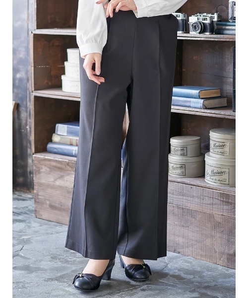 Re-J&SUPURE(リジェイアンドスプル)の「【大きいサイズ】【マルチストレッチ】ストレートパンツ(セットアップ可)(スラックス・レディース・ライトグレー/ネイビー/ブラック・XX-LARGE/XXX-LARGE/XXXX-LARGE)」の2枚目の写真