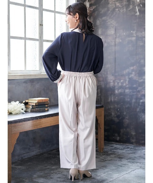 Re-J&SUPURE(リジェイアンドスプル)の「【大きいサイズ】【マルチストレッチ】ストレートパンツ(セットアップ可)(スラックス・レディース・ライトグレー/ネイビー/ブラック・XX-LARGE/XXX-LARGE/XXXX-LARGE)」の12枚目の写真