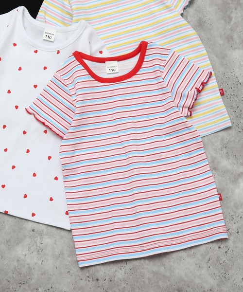 SUNDAYS SUN(サンデイズ サン)の「【綿97%/メロウ】選べる4柄 テレコリブ総柄半袖Tシャツ(Tシャツ/カットソー・キッズ・レッド/ターコイズブルー/アイボリー/ブラック・100/90/130/110/120)」の4枚目の写真