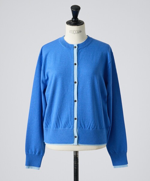 collex（コレックス）の「バイカラーコンパクトカーディガン（カーディガン/ボレロ・レディース・ライム/ネイビー/オレンジ系その他/ブルー・フリー）」の3枚目の写真