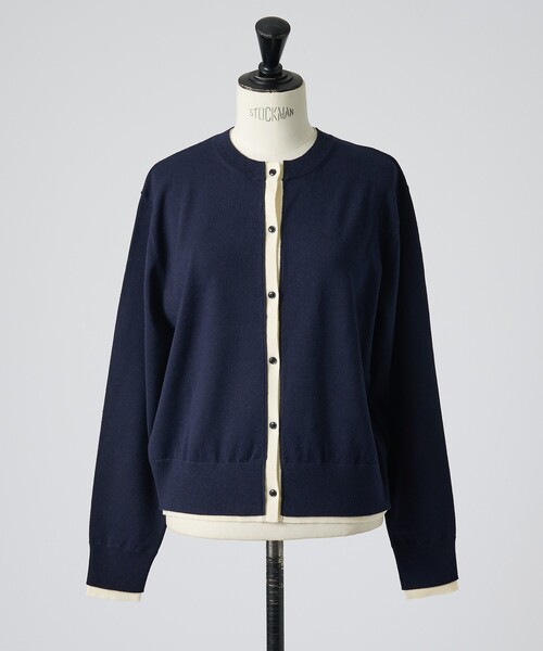 collex（コレックス）の「バイカラーコンパクトカーディガン（カーディガン/ボレロ・レディース・ライム/ネイビー/オレンジ系その他/ブルー・フリー）」の6枚目の写真