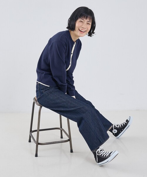 collex（コレックス）の「バイカラーコンパクトカーディガン（カーディガン/ボレロ・レディース・ライム/ネイビー/オレンジ系その他/ブルー・フリー）」の17枚目の写真