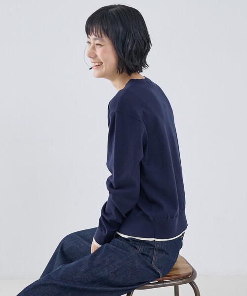 collex（コレックス）の「バイカラーコンパクトカーディガン（カーディガン/ボレロ・レディース・ライム/ネイビー/オレンジ系その他/ブルー・フリー）」の21枚目の写真