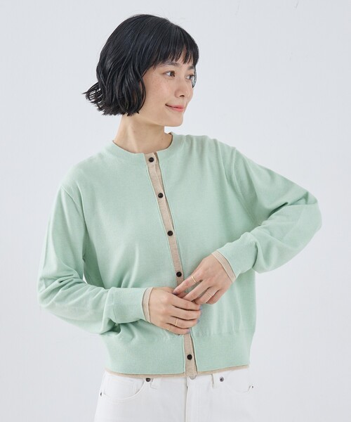 collex（コレックス）の「バイカラーコンパクトカーディガン（カーディガン/ボレロ・レディース・ライム/ネイビー/オレンジ系その他/ブルー・フリー）」の22枚目の写真