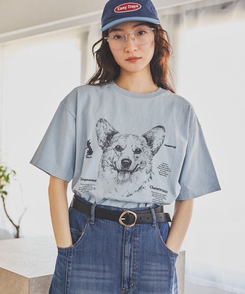 niko and...（ニコアンド）の「ドローイングBIGDOG Tシャツ（Tシャツ/カットソー・レディース・サックスブルー/チャコール/グレー/オフホワイト・LARGE/MEDIUM）」の4枚目の写真