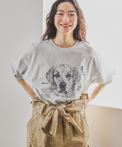 niko and...（ニコアンド）の「ドローイングBIGDOG Tシャツ（Tシャツ/カットソー・レディース・サックスブルー/チャコール/グレー/オフホワイト・LARGE/MEDIUM）」の11枚目の写真