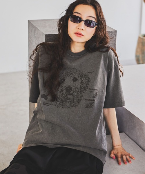 niko and...（ニコアンド）の「ドローイングBIGDOG Tシャツ（Tシャツ/カットソー・レディース・サックスブルー/チャコール/グレー/オフホワイト・LARGE/MEDIUM）」の15枚目の写真