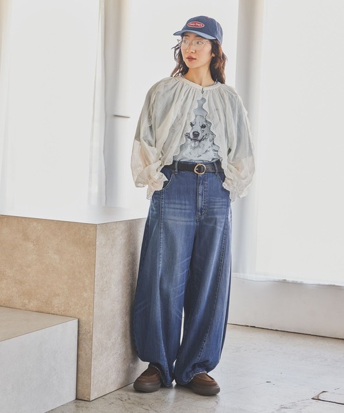 niko and...（ニコアンド）の「ドローイングBIGDOG Tシャツ（Tシャツ/カットソー・レディース・サックスブルー/チャコール/グレー/オフホワイト・LARGE/MEDIUM）」の20枚目の写真