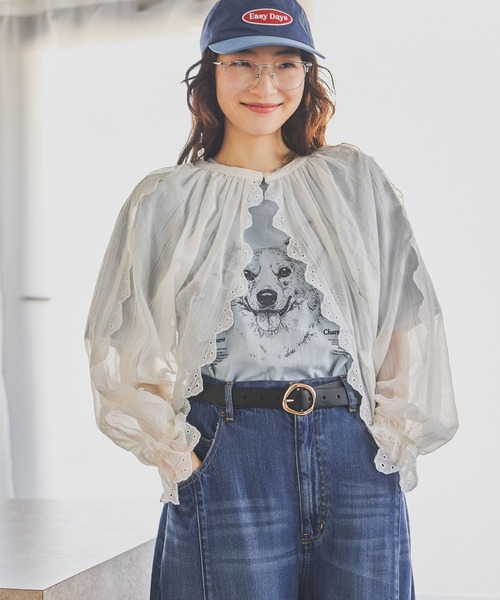 niko and...（ニコアンド）の「ドローイングBIGDOG Tシャツ（Tシャツ/カットソー・レディース・サックスブルー/チャコール/グレー/オフホワイト・LARGE/MEDIUM）」の21枚目の写真