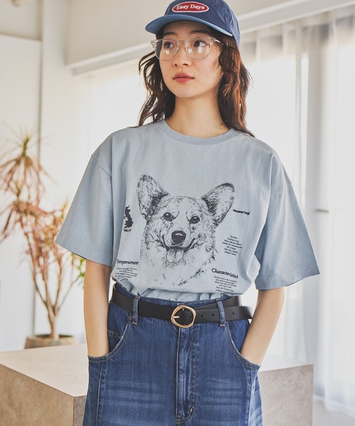 niko and...（ニコアンド）の「ドローイングBIGDOG Tシャツ（Tシャツ/カットソー・レディース・サックスブルー/チャコール/グレー/オフホワイト・LARGE/MEDIUM）」の16枚目の写真