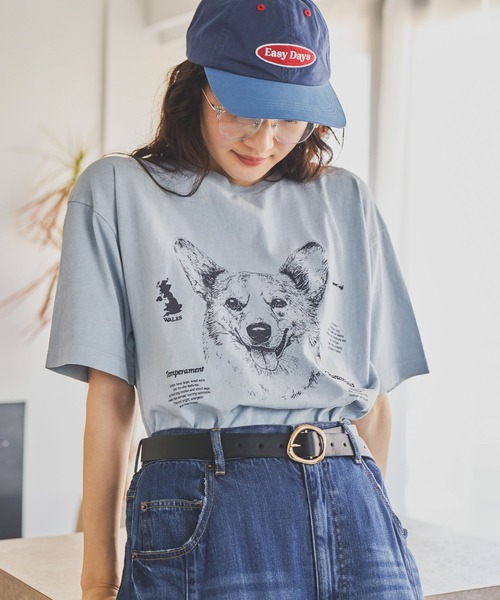 niko and...（ニコアンド）の「ドローイングBIGDOG Tシャツ（Tシャツ/カットソー・レディース・サックスブルー/チャコール/グレー/オフホワイト・LARGE/MEDIUM）」の17枚目の写真