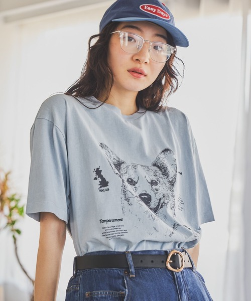 niko and...（ニコアンド）の「ドローイングBIGDOG Tシャツ（Tシャツ/カットソー・レディース・サックスブルー/チャコール/グレー/オフホワイト・LARGE/MEDIUM）」の18枚目の写真