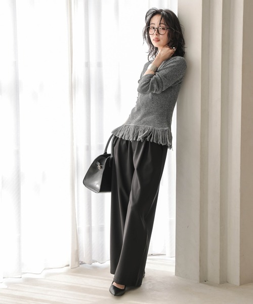 AMELY(エミリー)の「タックワイドパンツ(その他パンツ・レディース・グレイッシュベージュ/ライトベージュ/ベビーピンク/アイボリー/ブラック・L/M)」の10枚目の写真