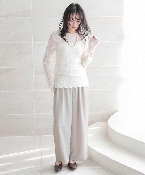 AMELY(エミリー)の「タックワイドパンツ(その他パンツ・レディース・グレイッシュベージュ/ライトベージュ/ベビーピンク/アイボリー/ブラック・L/M)」の13枚目の写真