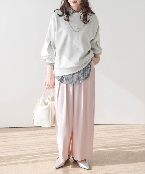AMELY(エミリー)の「タックワイドパンツ(その他パンツ・レディース・グレイッシュベージュ/ライトベージュ/ベビーピンク/アイボリー/ブラック・L/M)」の17枚目の写真
