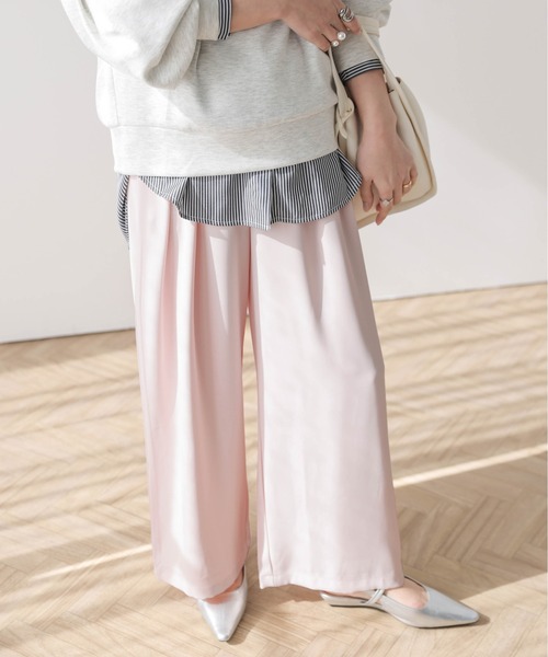 AMELY(エミリー)の「タックワイドパンツ(その他パンツ・レディース・グレイッシュベージュ/ライトベージュ/ベビーピンク/アイボリー/ブラック・L/M)」の19枚目の写真