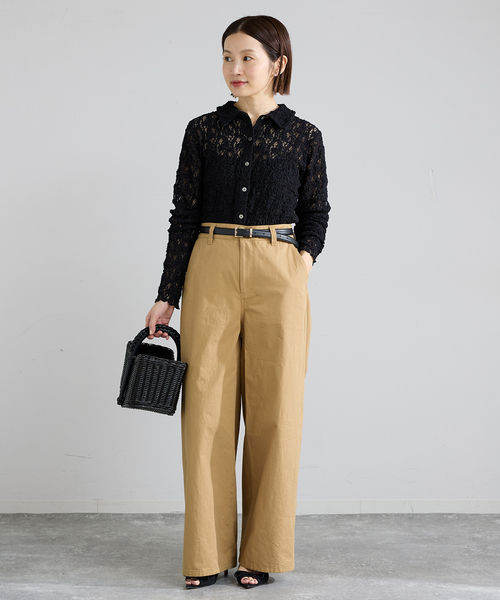 IENA(イエナ)の「《追加》Flowerストレッチレース ポロシャツ(Tシャツ/カットソー・レディース・ブラック/ホワイト・FREE)」の10枚目の写真