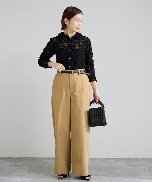 IENA(イエナ)の「《追加》Flowerストレッチレース ポロシャツ(Tシャツ/カットソー・レディース・ブラック/ホワイト・FREE)」の11枚目の写真