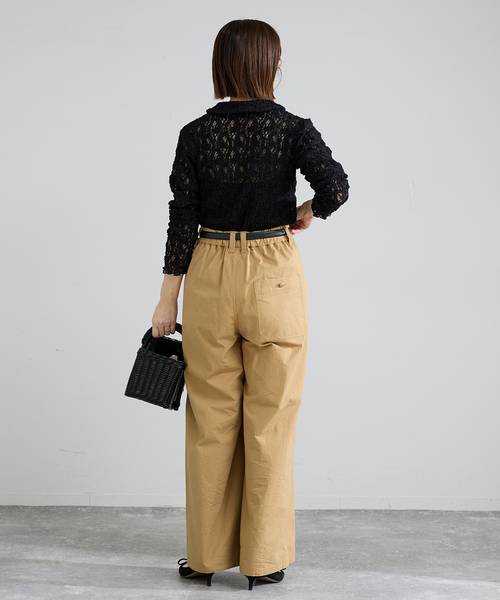 IENA(イエナ)の「《追加》Flowerストレッチレース ポロシャツ(Tシャツ/カットソー・レディース・ブラック/ホワイト・FREE)」の13枚目の写真