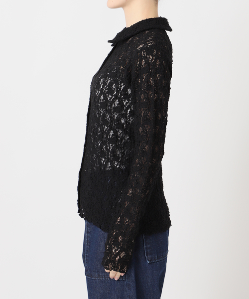 IENA(イエナ)の「《追加》Flowerストレッチレース ポロシャツ(Tシャツ/カットソー・レディース・ブラック/ホワイト・FREE)」の15枚目の写真