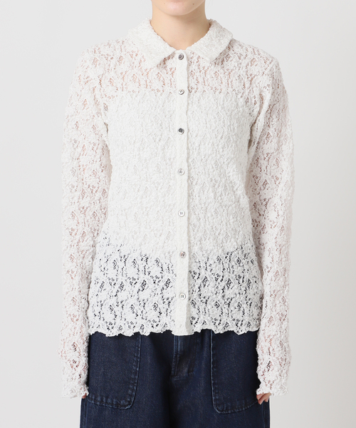 IENA(イエナ)の「《追加》Flowerストレッチレース ポロシャツ(Tシャツ/カットソー・レディース・ブラック/ホワイト・FREE)」の22枚目の写真