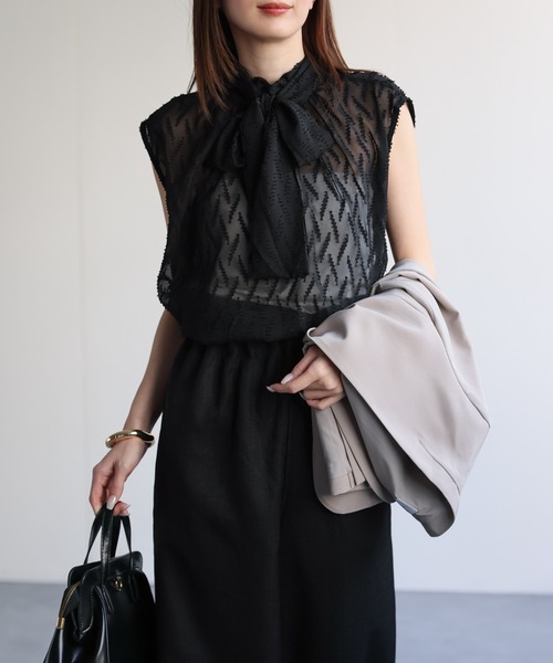 sakishimatokyo（サキシマトーキョー）の「【3サイズ展開】シングルブレスト ノーカラージャケット（ノーカラージャケット・レディース・ネイビー/ライトベージュ/ブラック・SMALL/LARGE/MEDIUM）」の9枚目の写真