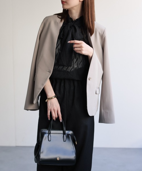 sakishimatokyo（サキシマトーキョー）の「【3サイズ展開】シングルブレスト ノーカラージャケット（ノーカラージャケット・レディース・ネイビー/ライトベージュ/ブラック・SMALL/LARGE/MEDIUM）」の19枚目の写真