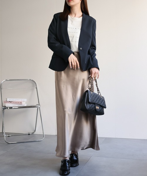 sakishimatokyo（サキシマトーキョー）の「【3サイズ展開】シングルブレスト ノーカラージャケット（ノーカラージャケット・レディース・ネイビー/ライトベージュ/ブラック・SMALL/LARGE/MEDIUM）」の14枚目の写真