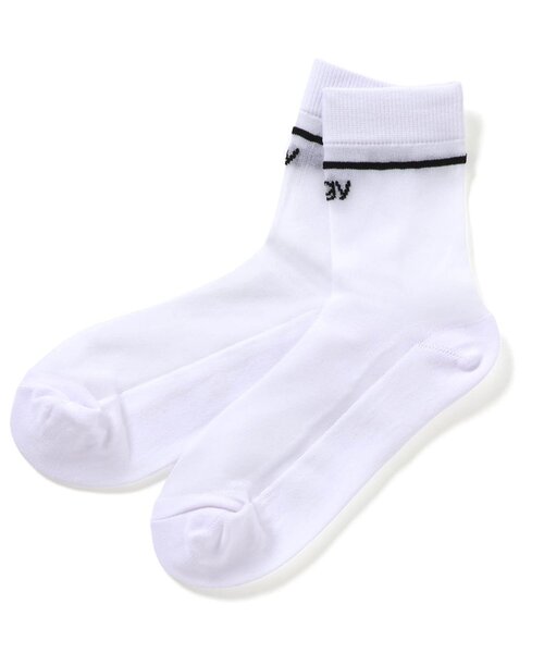 algy（アルジー）の「ラインシアークルーソックス（ソックス/靴下・キッズ・ブラック/サックスブルー/オフホワイト・21/24）」の2枚目の写真
