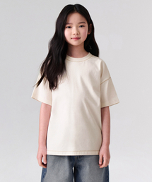 コントラストカバー ステッチ オーバーサイズTシャツ [クリーム]
