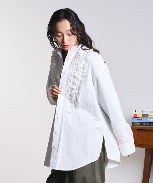 ROSE BUD（ローズバッド）の「(CREOLME)COTTON FRILL SHIRT（シャツ/ブラウス・レディース・ライトブルー/ホワイト・ONE SIZE）」の5枚目の写真