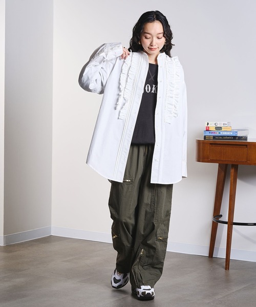 ROSE BUD（ローズバッド）の「(CREOLME)COTTON FRILL SHIRT（シャツ/ブラウス・レディース・ライトブルー/ホワイト・ONE SIZE）」の7枚目の写真
