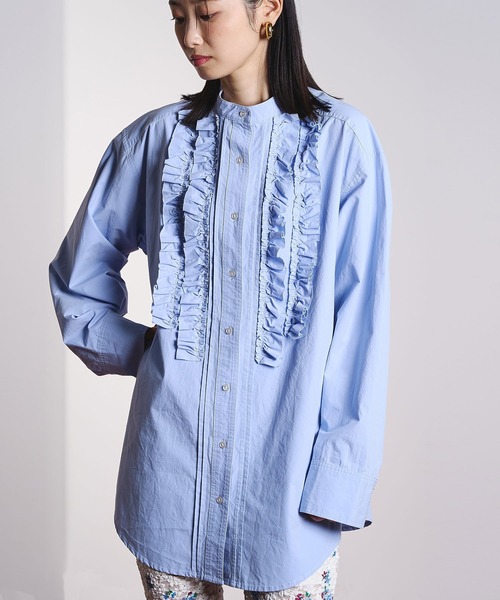 ROSE BUD（ローズバッド）の「(CREOLME)COTTON FRILL SHIRT（シャツ/ブラウス・レディース・ライトブルー/ホワイト・ONE SIZE）」の12枚目の写真
