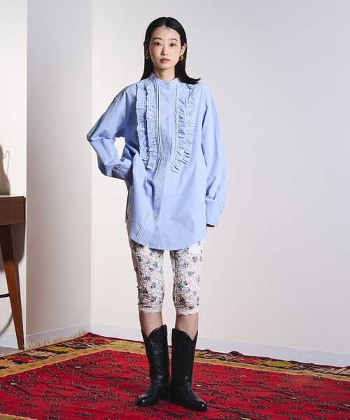 ROSE BUD（ローズバッド）の「(CREOLME)COTTON FRILL SHIRT（シャツ/ブラウス・レディース・ライトブルー/ホワイト・ONE SIZE）」の15枚目の写真
