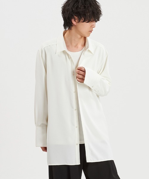 NO ID.（ノーアイディ）の「ms6453-ﾛﾝｸﾞSH シャツ(458006-435S)（シャツ/ブラウス・メンズ・グレー/ホワイト/ブラック・ONE SIZE）」の9枚目の写真