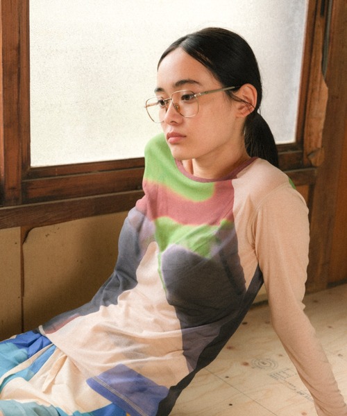 PAMM（パム）の「MABLE PAMM see-through tops（Tシャツ/カットソー・レディース・グリーン/グレー・フリー）」の2枚目の写真