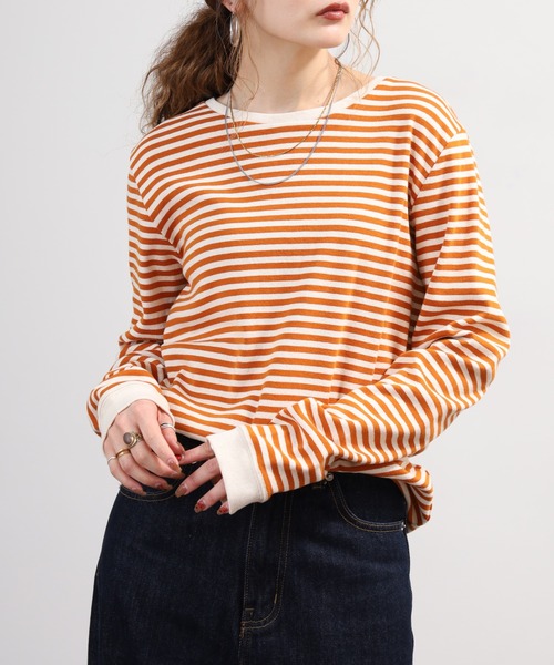 SO(エスオー)の「長袖Tシャツ(Tシャツ/カットソー・レディース・スミクロ/オレンジ系その他・F)」の2枚目の写真