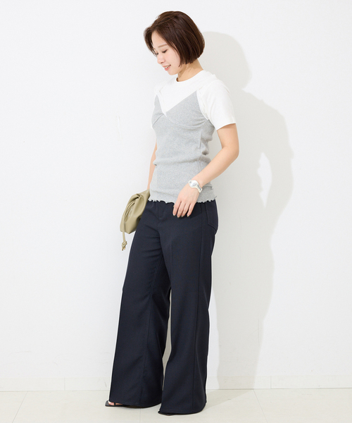 SLOBE IENA(スローブイエナ)の「Wrangler/ラングラー SLOBE別注 ワイドランチャー(スラックス・レディース・ネイビー/ベージュ・40/38/36)」の12枚目の写真