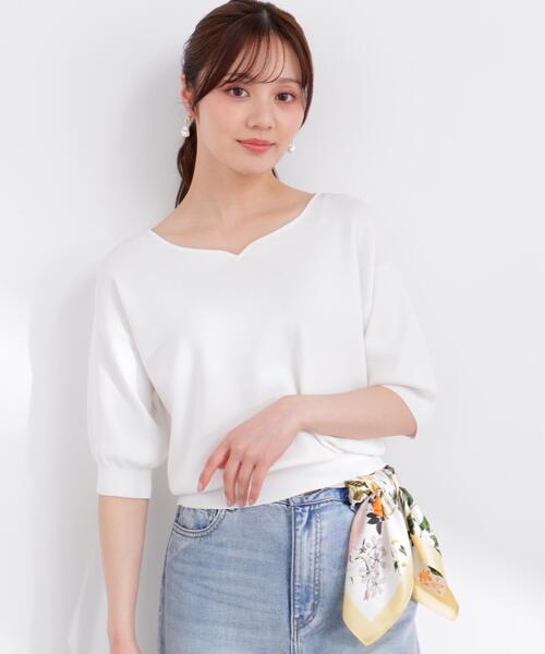 PROPORTION BODY DRESSING(プロポーションボディドレッシング)の「5分袖ハートカットドルマン / 1216170404(ニット/セーター・レディース・グレー/ネイビー/オレンジ/ホワイト・SMALL/MEDIUM)」の5枚目の写真