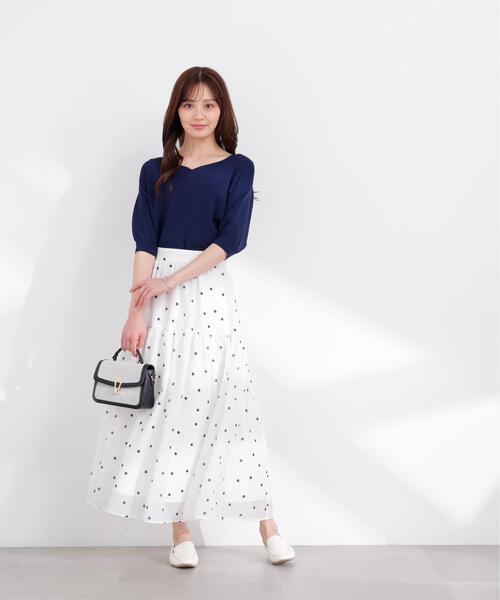 PROPORTION BODY DRESSING(プロポーションボディドレッシング)の「5分袖ハートカットドルマン / 1216170404(ニット/セーター・レディース・グレー/ネイビー/オレンジ/ホワイト・SMALL/MEDIUM)」の9枚目の写真