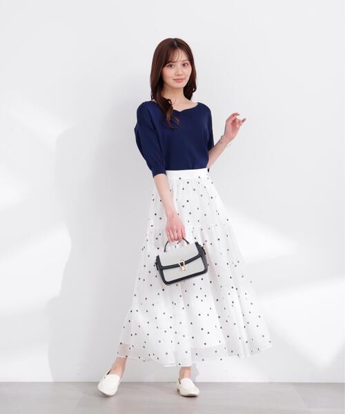 PROPORTION BODY DRESSING(プロポーションボディドレッシング)の「5分袖ハートカットドルマン / 1216170404(ニット/セーター・レディース・グレー/ネイビー/オレンジ/ホワイト・SMALL/MEDIUM)」の10枚目の写真