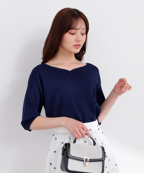 PROPORTION BODY DRESSING(プロポーションボディドレッシング)の「5分袖ハートカットドルマン / 1216170404(ニット/セーター・レディース・グレー/ネイビー/オレンジ/ホワイト・SMALL/MEDIUM)」の12枚目の写真