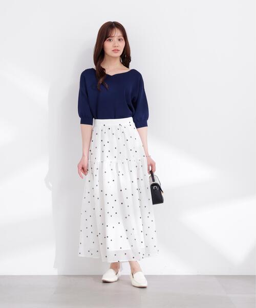 PROPORTION BODY DRESSING(プロポーションボディドレッシング)の「5分袖ハートカットドルマン / 1216170404(ニット/セーター・レディース・グレー/ネイビー/オレンジ/ホワイト・SMALL/MEDIUM)」の13枚目の写真