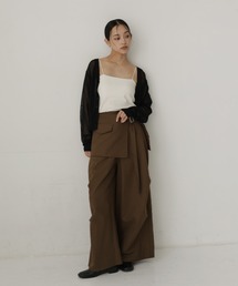 ラップスカート付きタックワイドパンツ